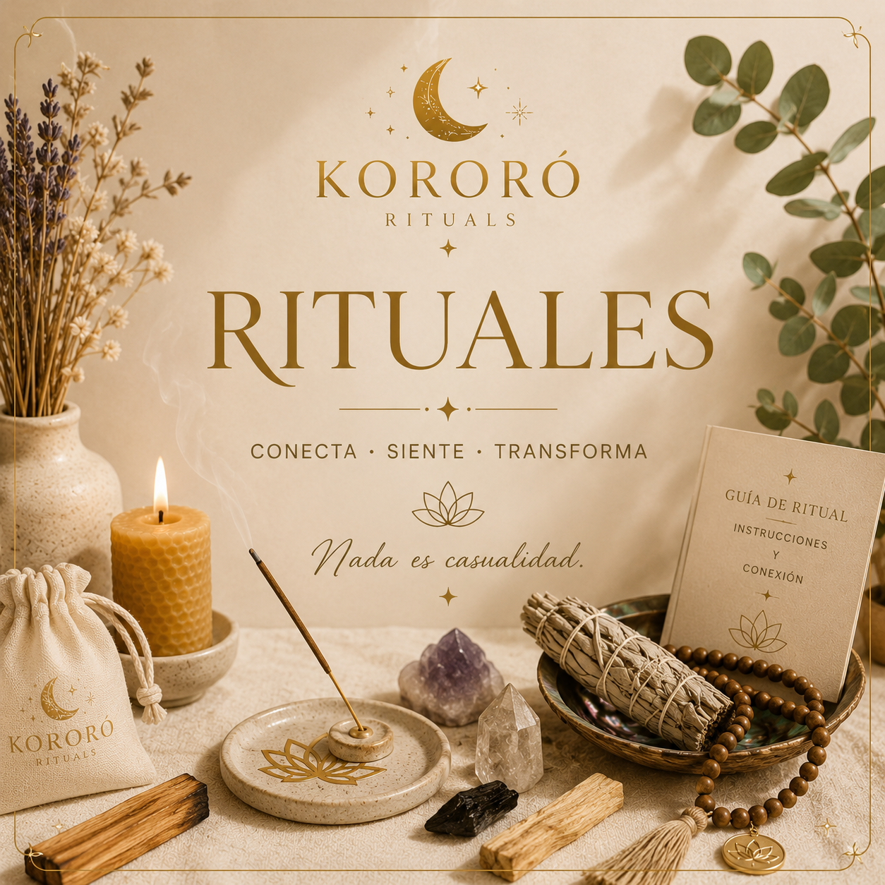 Colección de rituales de Kororó Rituals con kits, velas, minerales y accesorios para crear momentos de calma, conexión y bienestar.