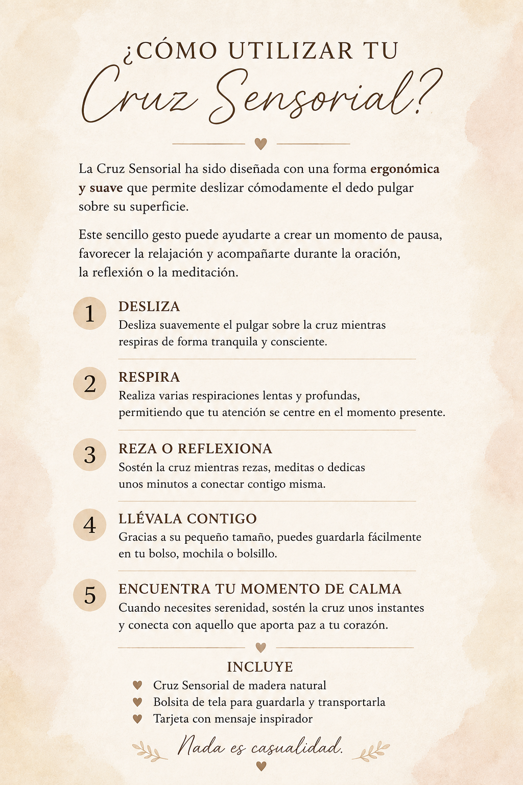 ✝️ Cruz Sensorial de Madera con Bolsita y Tarjeta Inspiradora 🤎