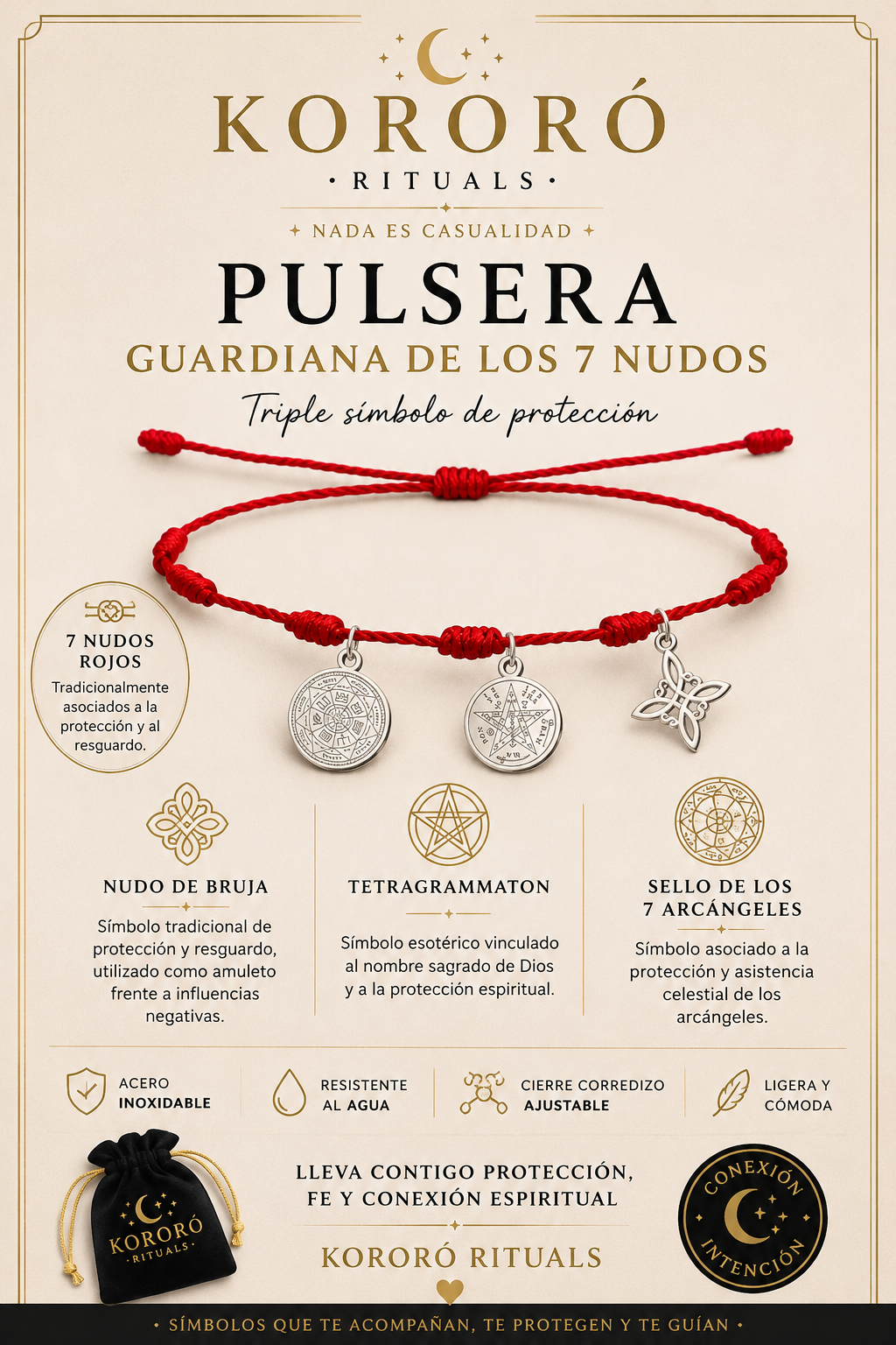 Pulsera Guardiana de los 7 Nudos- 7 ARCÁNGELES Plateada