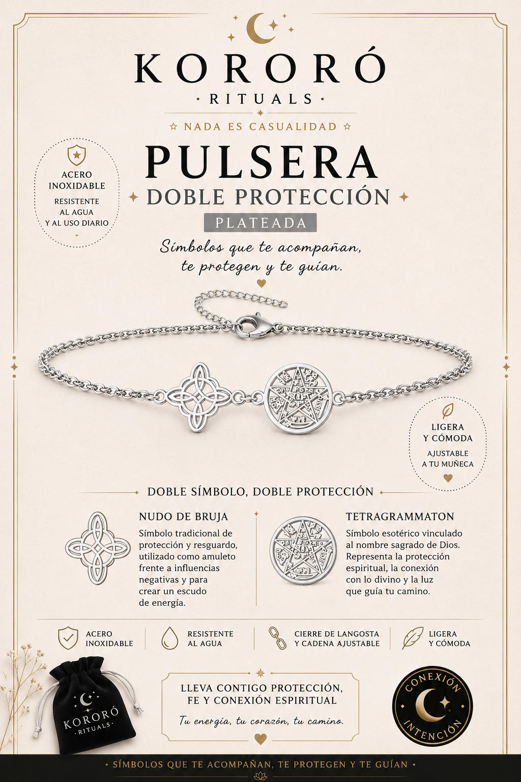 PULSERA DOBLE PROTECCIÓN · PLATEADA
