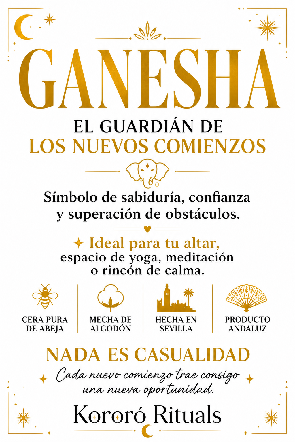 Vela Ganesha de Cera de Abeja 100% Natural