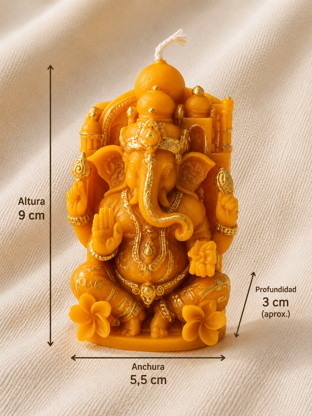 Vela Ganesha de Cera de Abeja 100% Natural