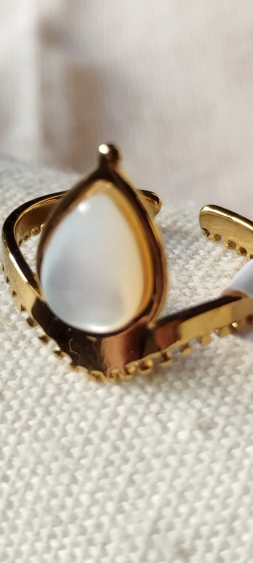 Anillo Ajustable de Turquesa o Piedra Luna | Acero Inoxidable