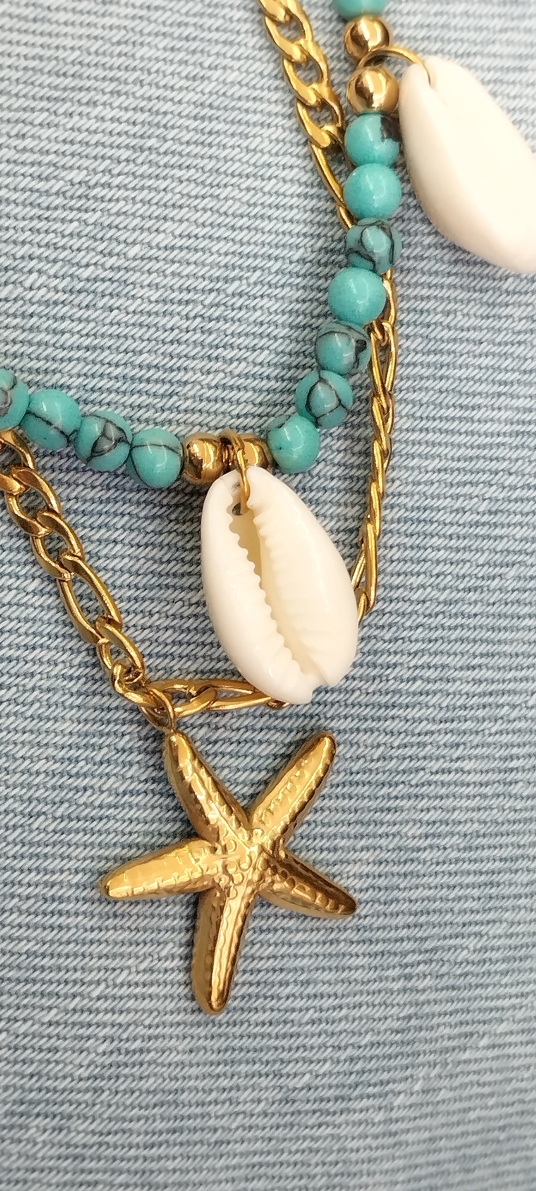 Collar Doble Estrella de Mar y Conchas