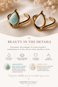 Anillo Ajustable de Amazonita o Piedra Luna | Acero Inoxidable